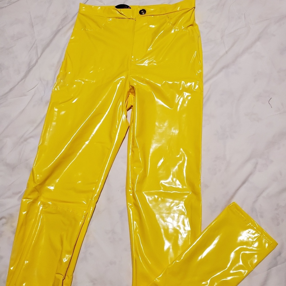 Yellow shiny pants
